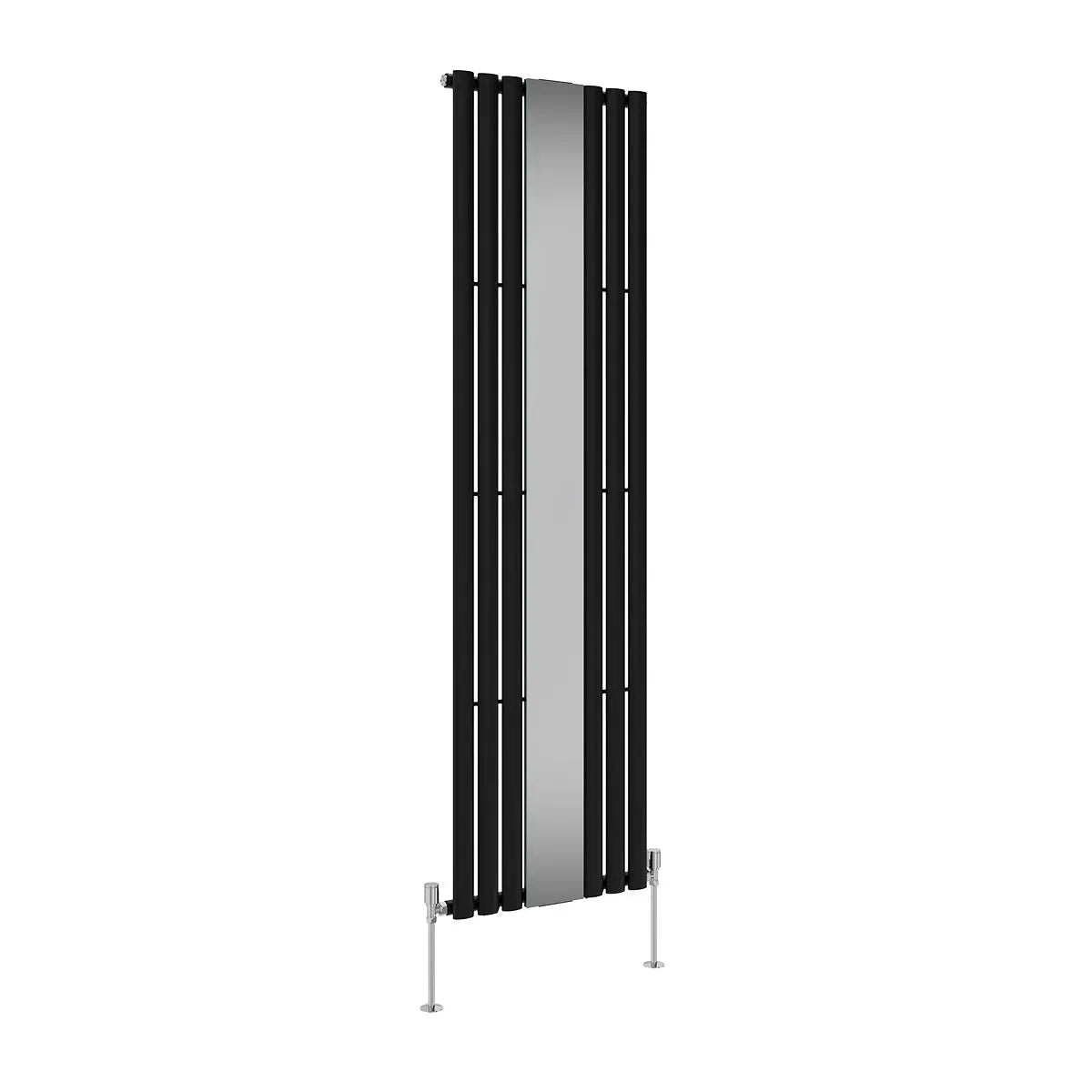 Cuneo - Modern vertical oval tube mirror radiator black