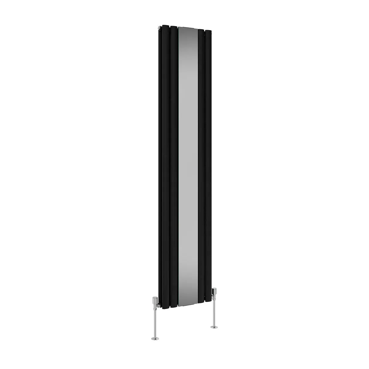 Cuneo - Modern vertical oval tube mirror radiator black