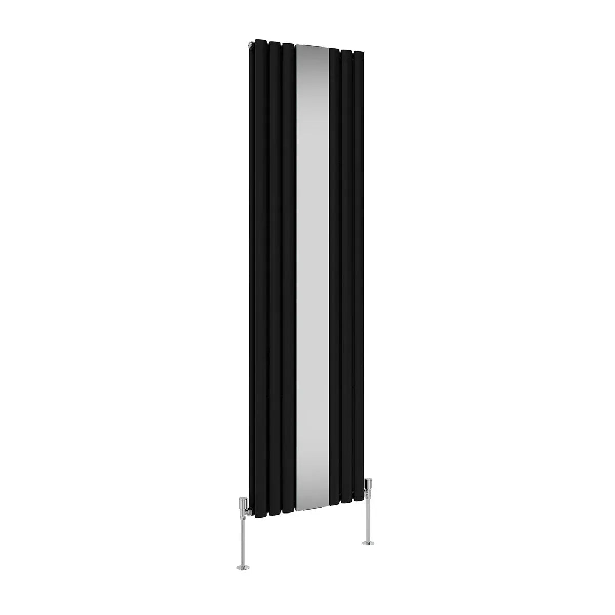 Cuneo - Modern vertical oval tube mirror radiator black