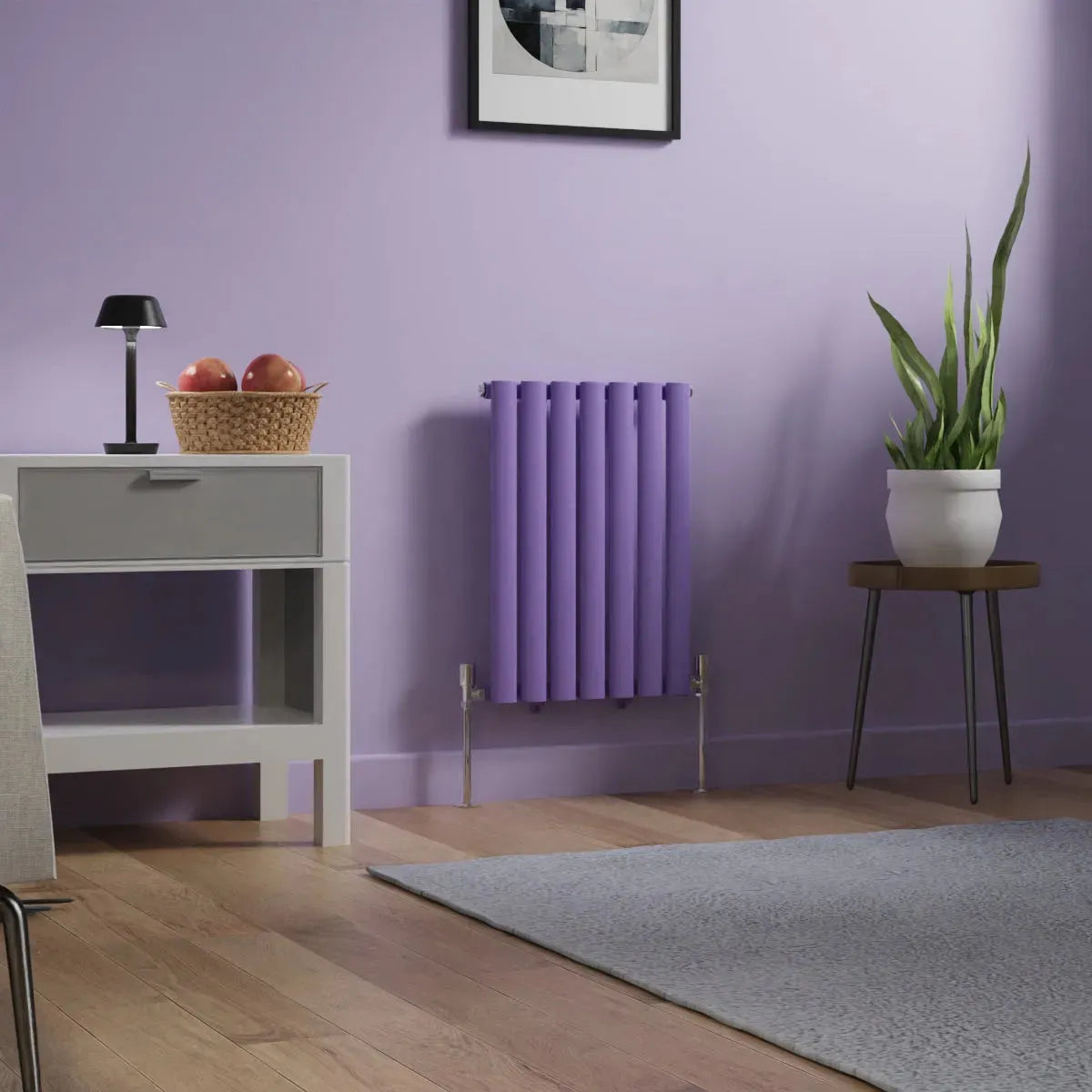 Cuneo - Modern horizontal oval tube radiator blue lilac