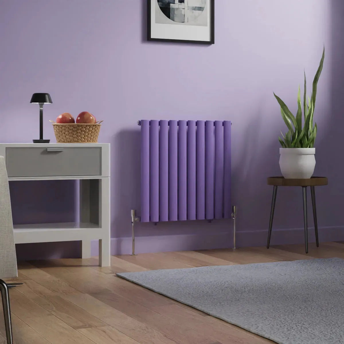 Cuneo - Modern horizontal oval tube radiator blue lilac