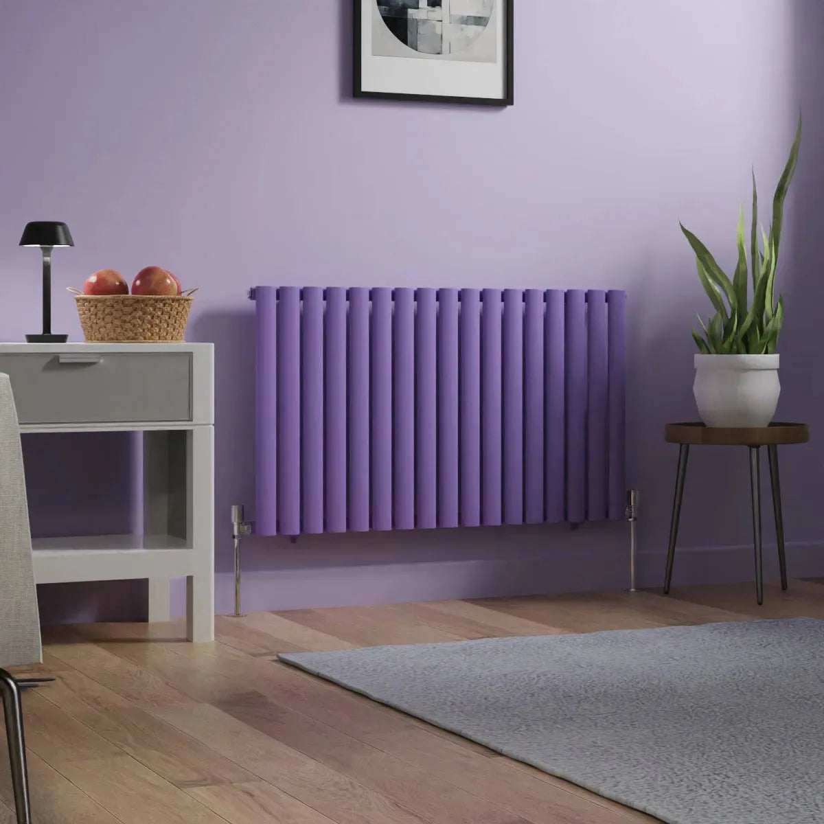 Cuneo - Modern horizontal oval tube radiator blue lilac