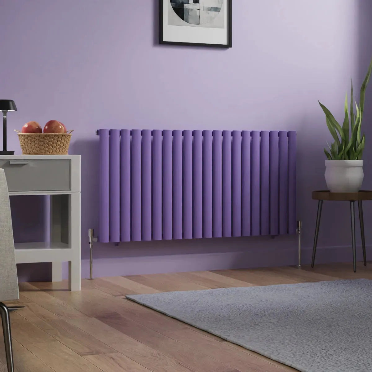 Cuneo - Modern horizontal oval tube radiator blue lilac