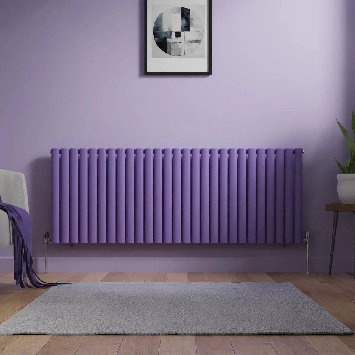 Cuneo - Modern horizontal oval tube radiator blue lilac