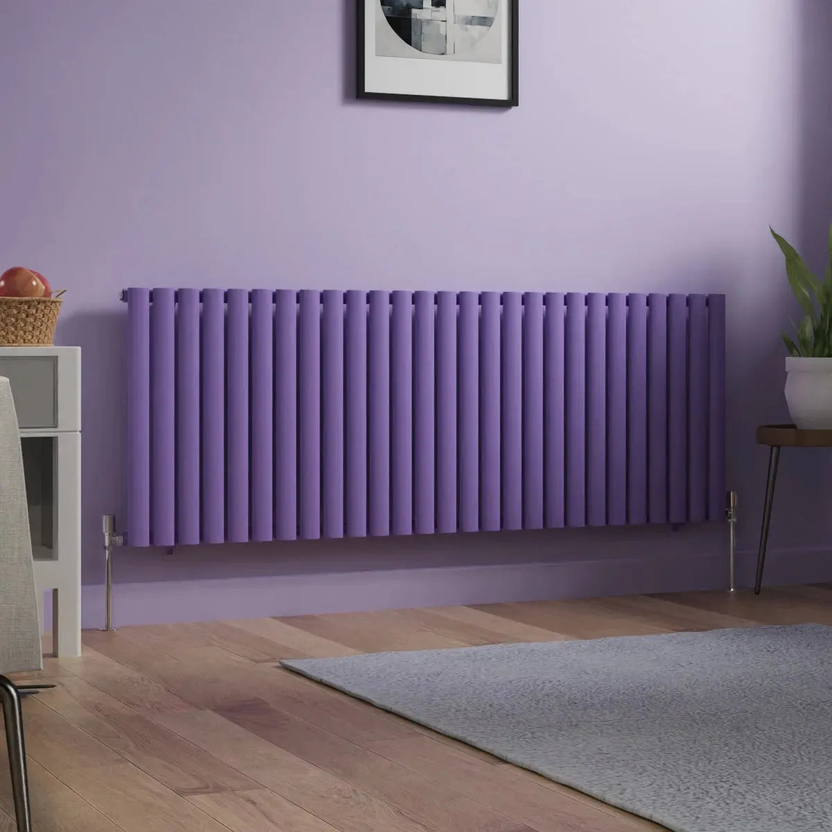 Cuneo - Modern horizontal oval tube radiator blue lilac