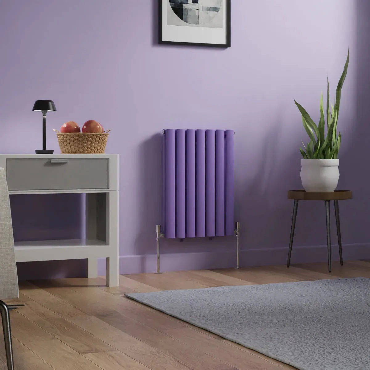 Cuneo - Modern horizontal oval tube radiator blue lilac