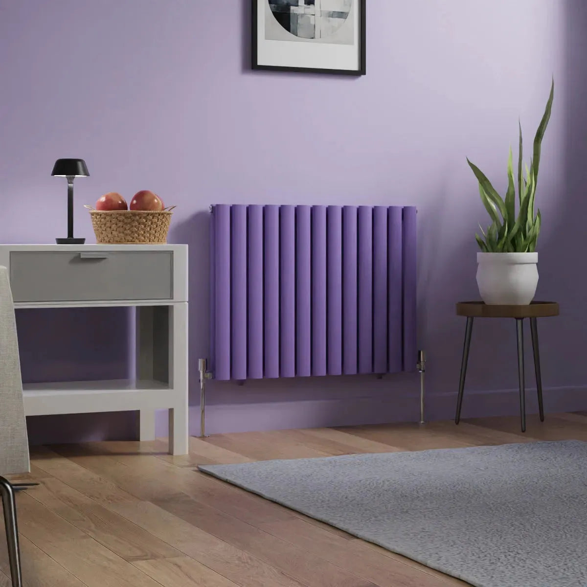 Cuneo - Modern horizontal oval tube radiator blue lilac