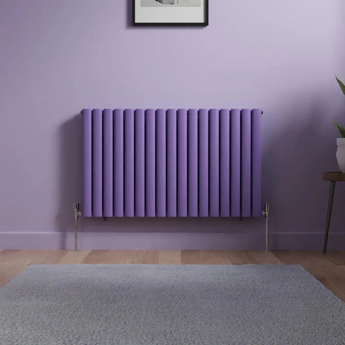 Cuneo - Modern horizontal oval tube radiator blue lilac