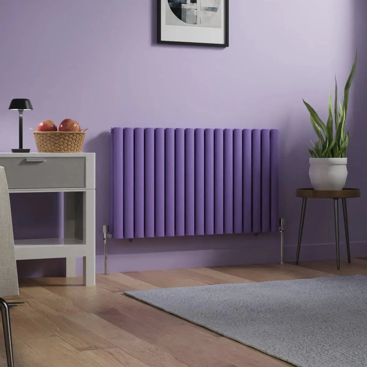 Cuneo - Modern horizontal oval tube radiator blue lilac