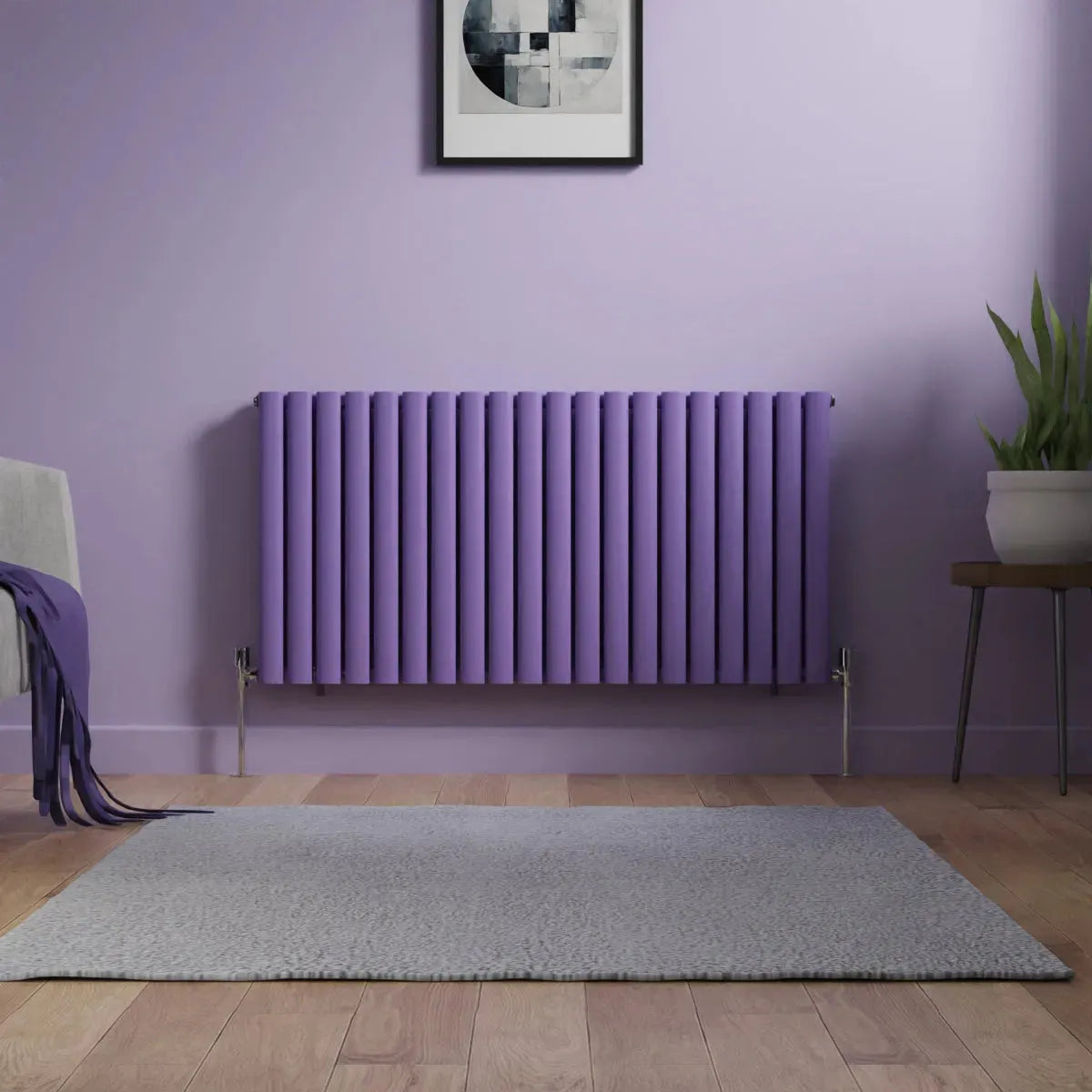 Cuneo - Modern horizontal oval tube radiator blue lilac