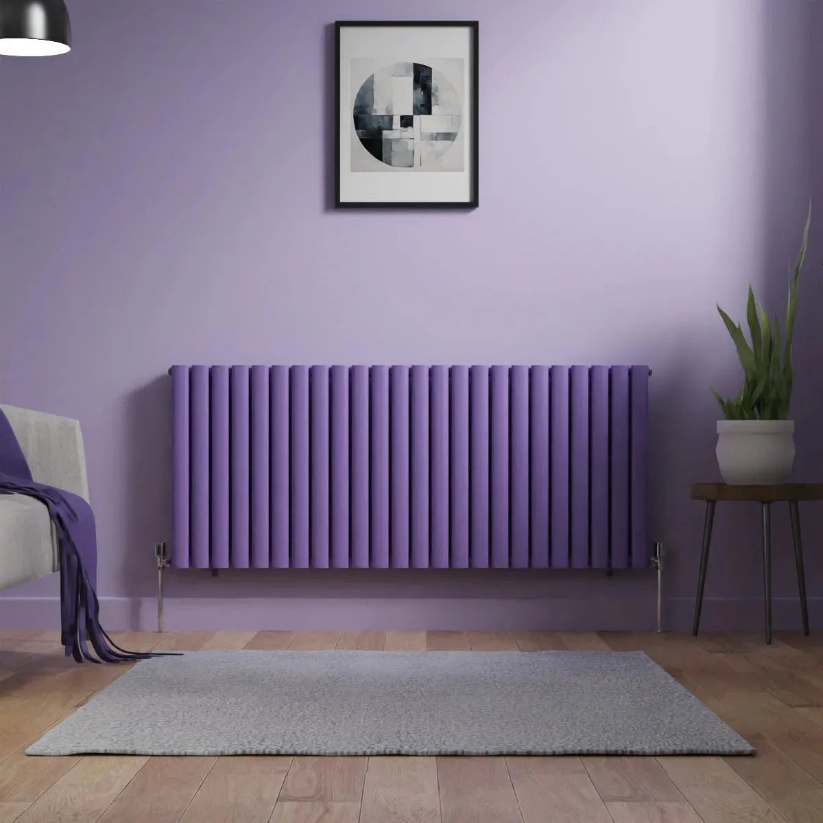 Cuneo - Modern horizontal oval tube radiator blue lilac