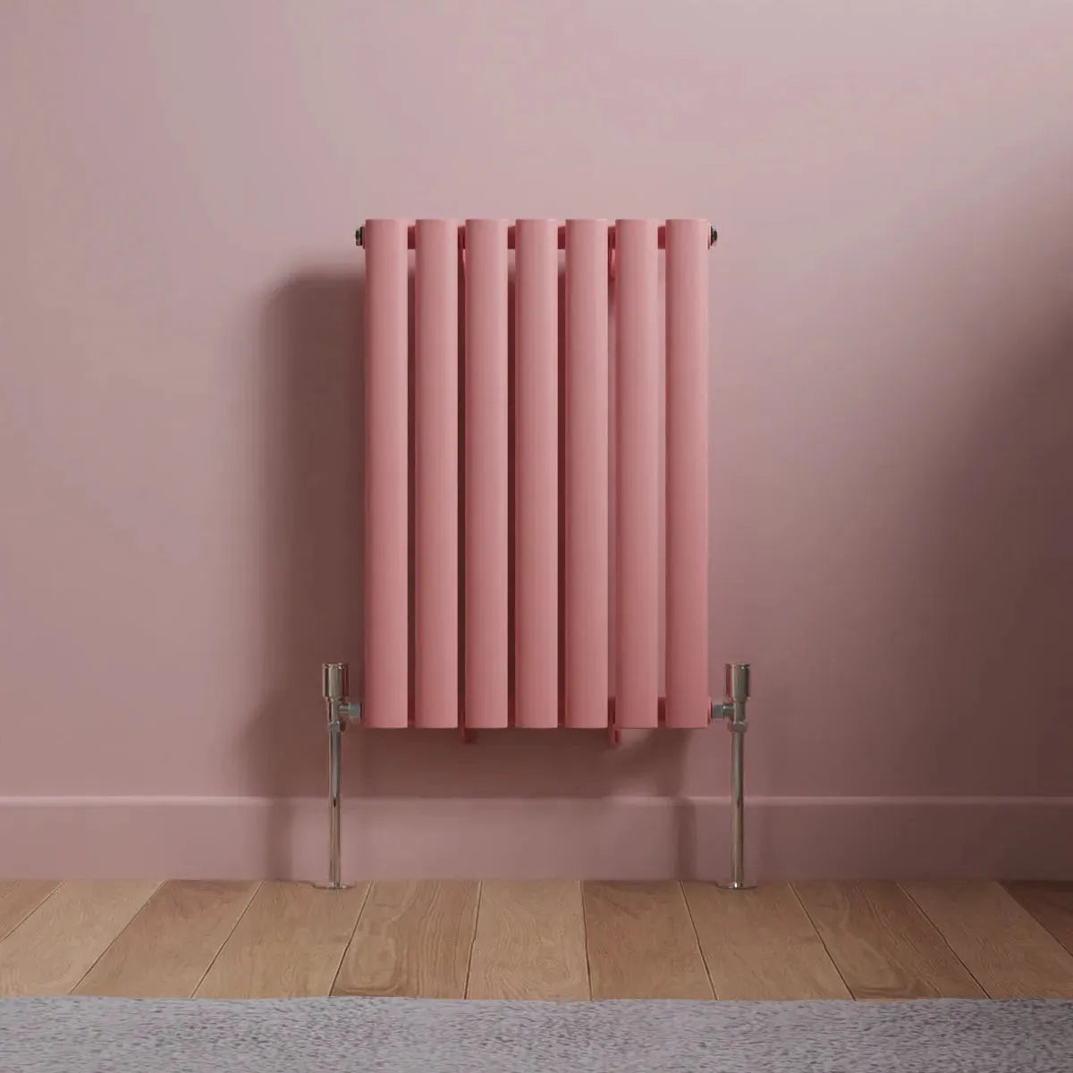 Cuneo - Modern horizontal oval tube radiator light pink