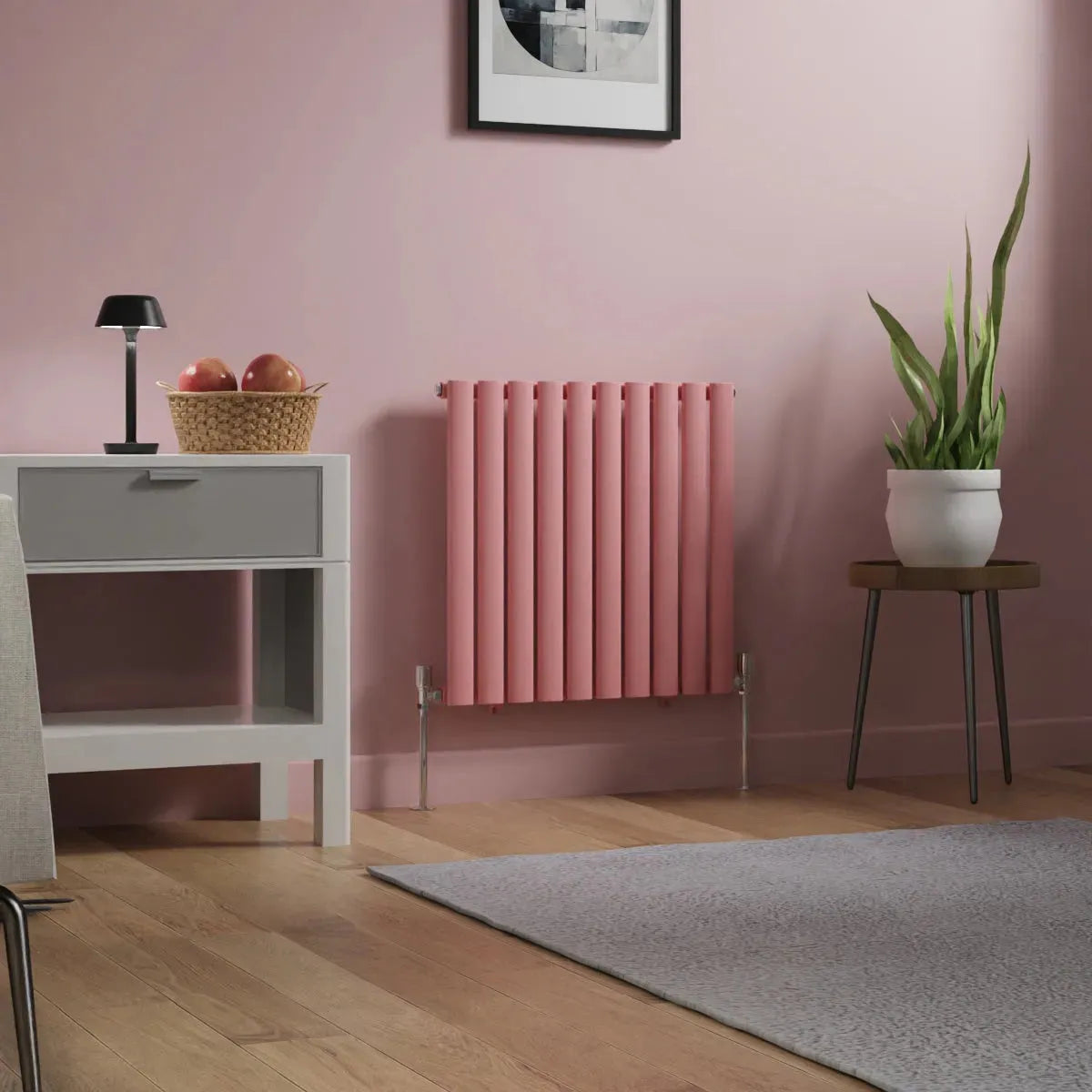 Cuneo - Modern horizontal oval tube radiator light pink