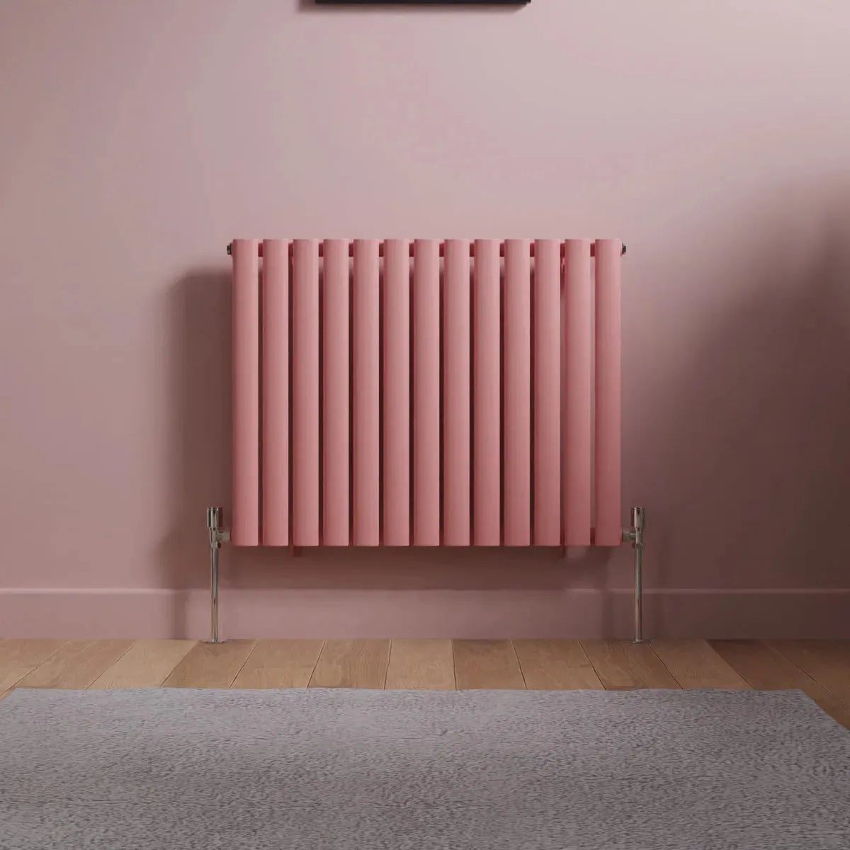 Cuneo - Modern horizontal oval tube radiator light pink