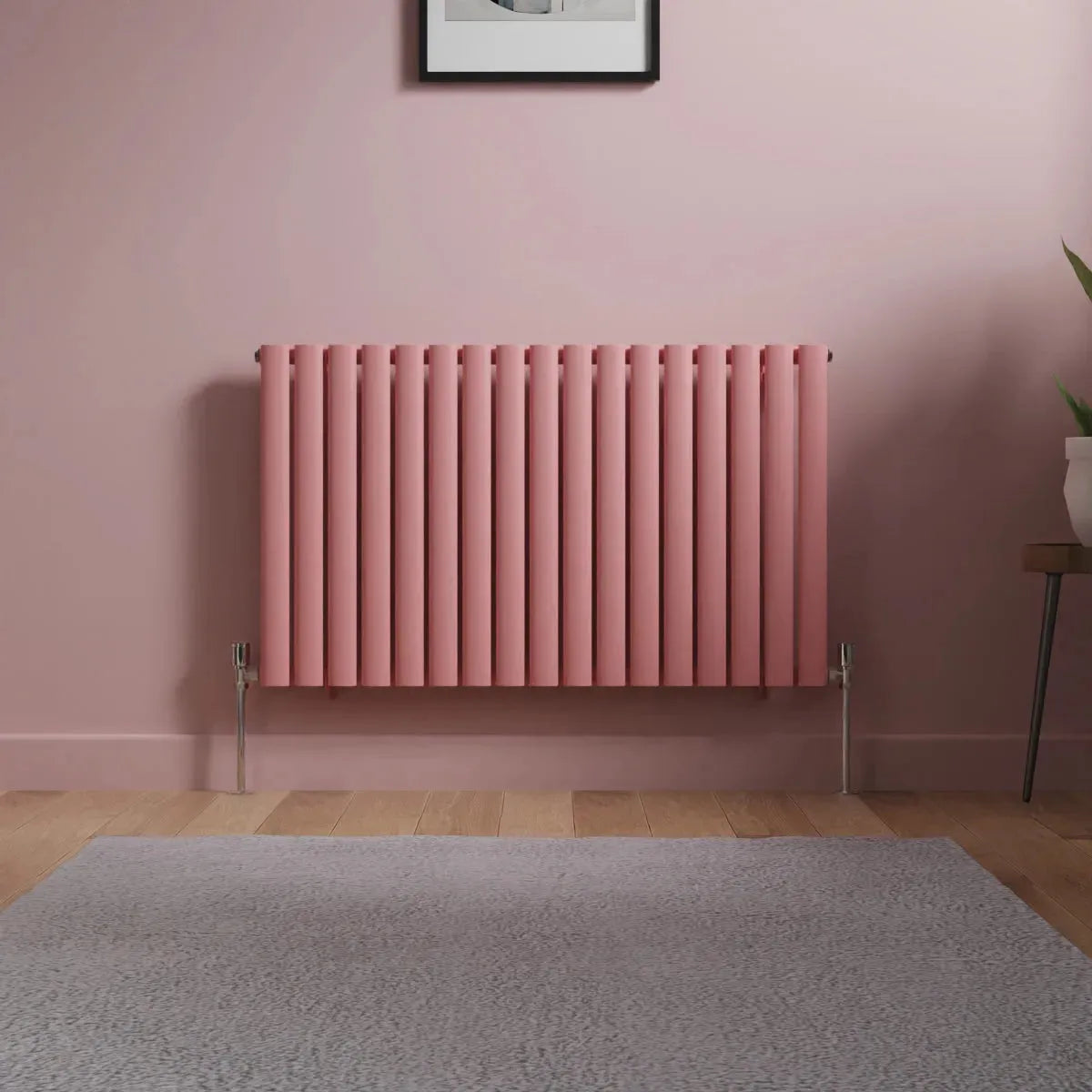 Cuneo - Modern horizontal oval tube radiator light pink