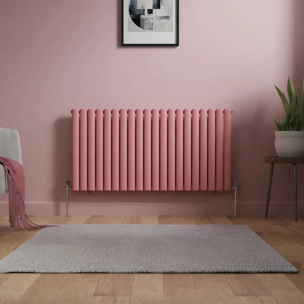 Cuneo - Modern horizontal oval tube radiator light pink