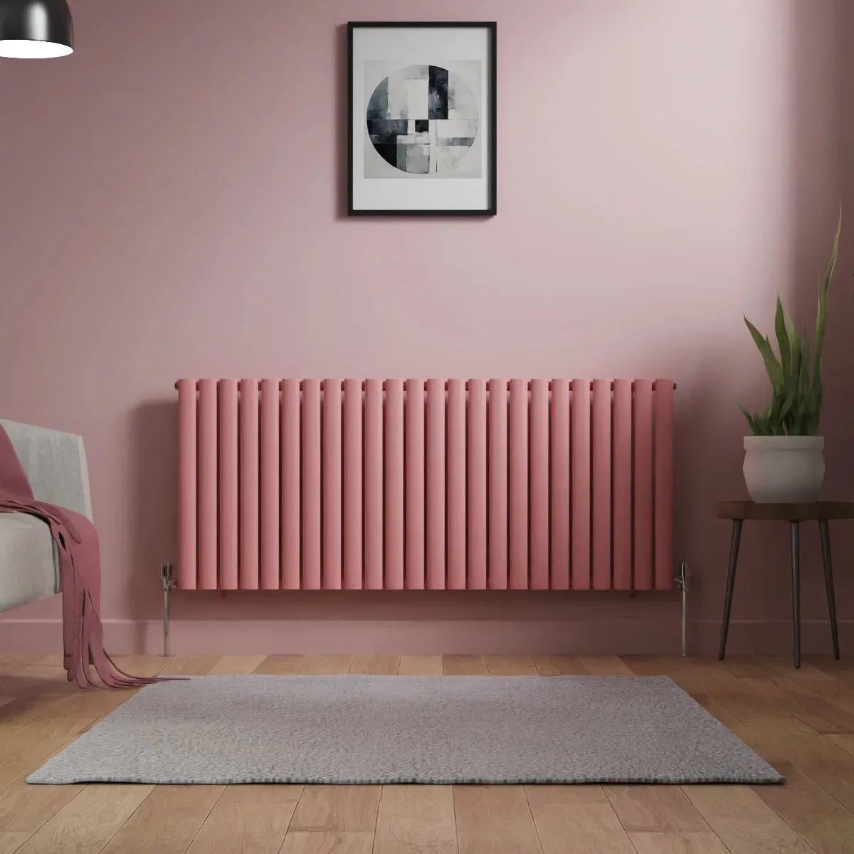 Cuneo - Modern horizontal oval tube radiator light pink