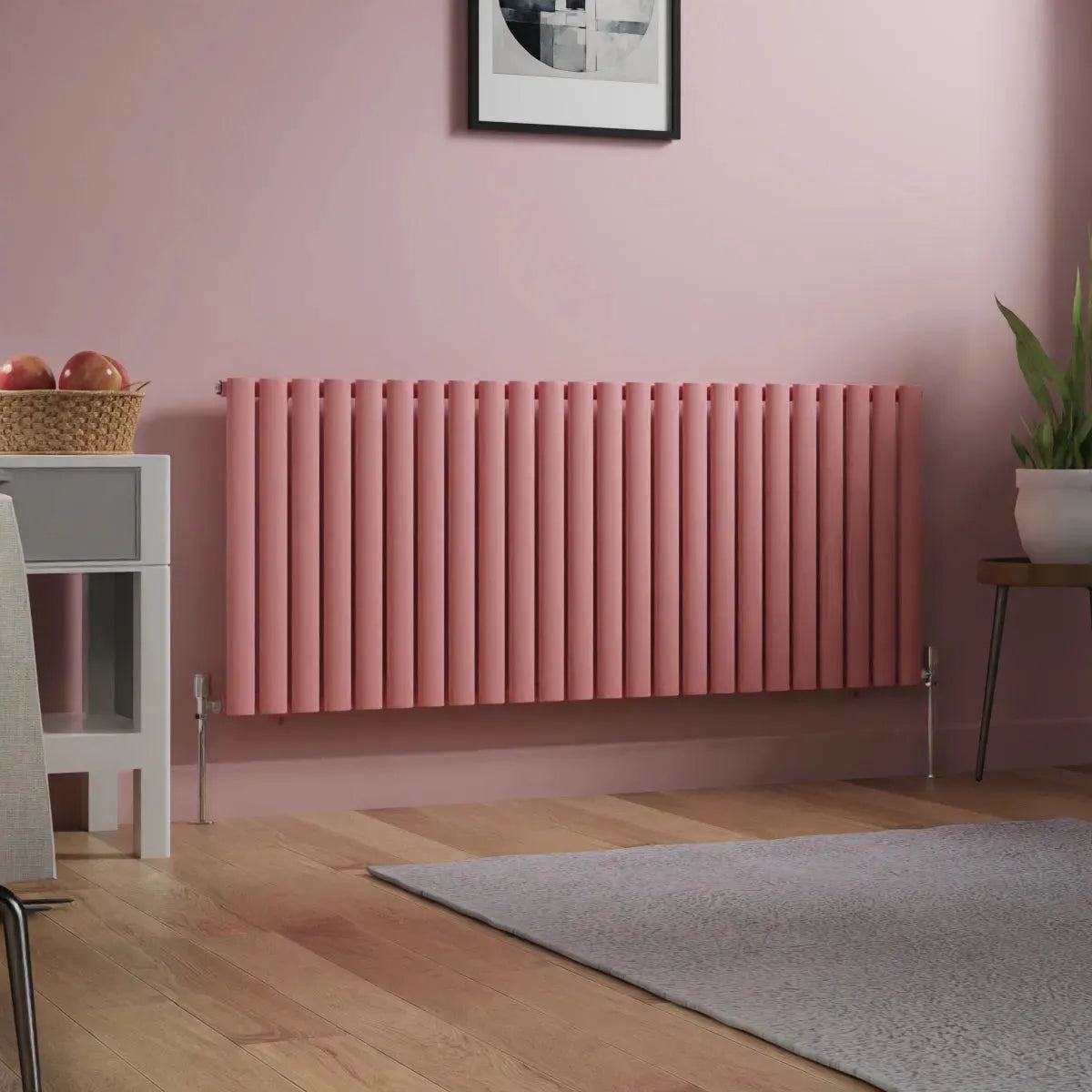 Cuneo - Modern horizontal oval tube radiator light pink