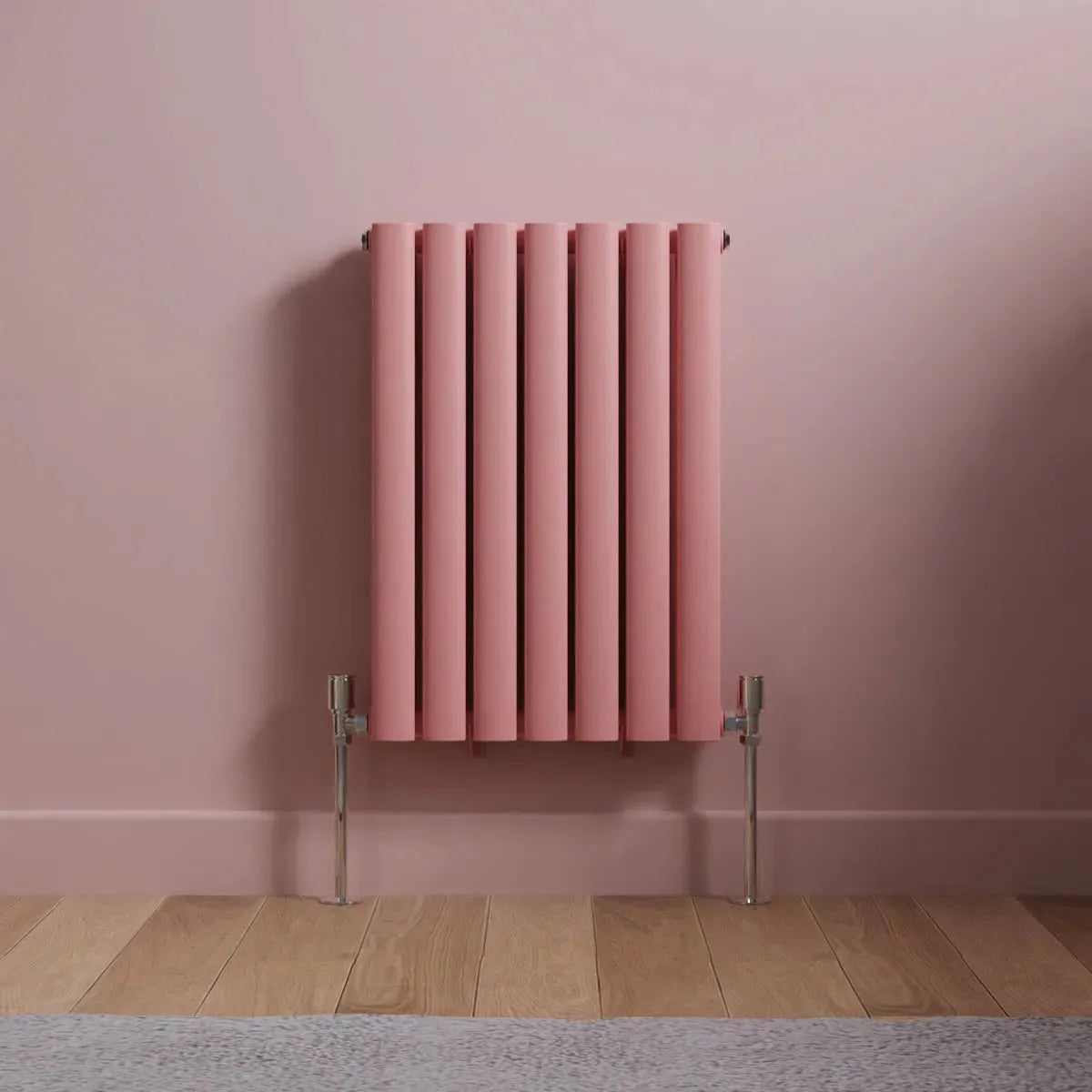 Cuneo - Modern horizontal oval tube radiator light pink