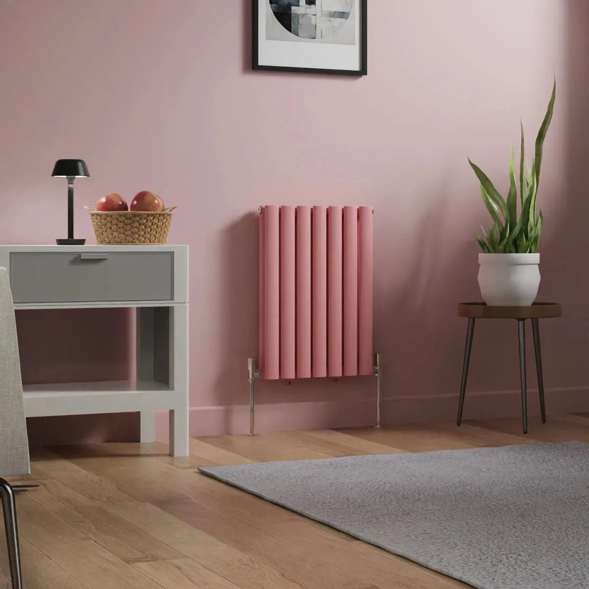 Cuneo - Modern horizontal oval tube radiator light pink