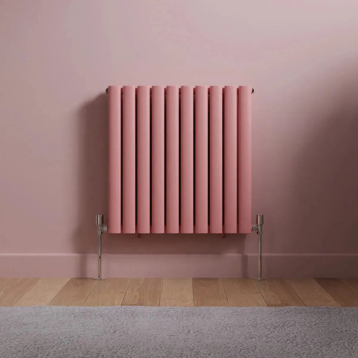 Cuneo - Modern horizontal oval tube radiator light pink