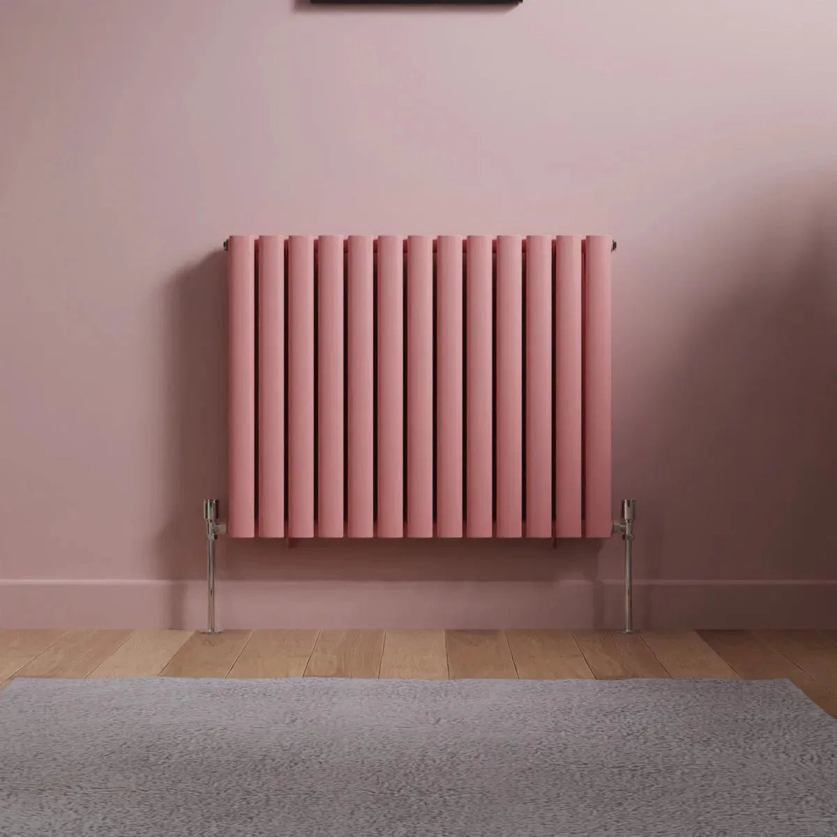 Cuneo - Modern horizontal oval tube radiator light pink