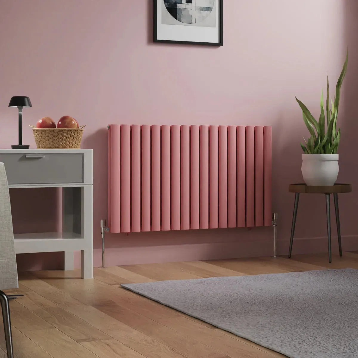 Cuneo - Modern horizontal oval tube radiator light pink