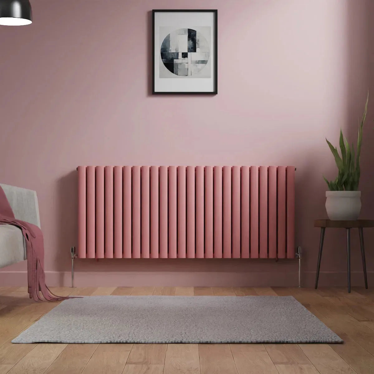 Cuneo - Modern horizontal oval tube radiator light pink