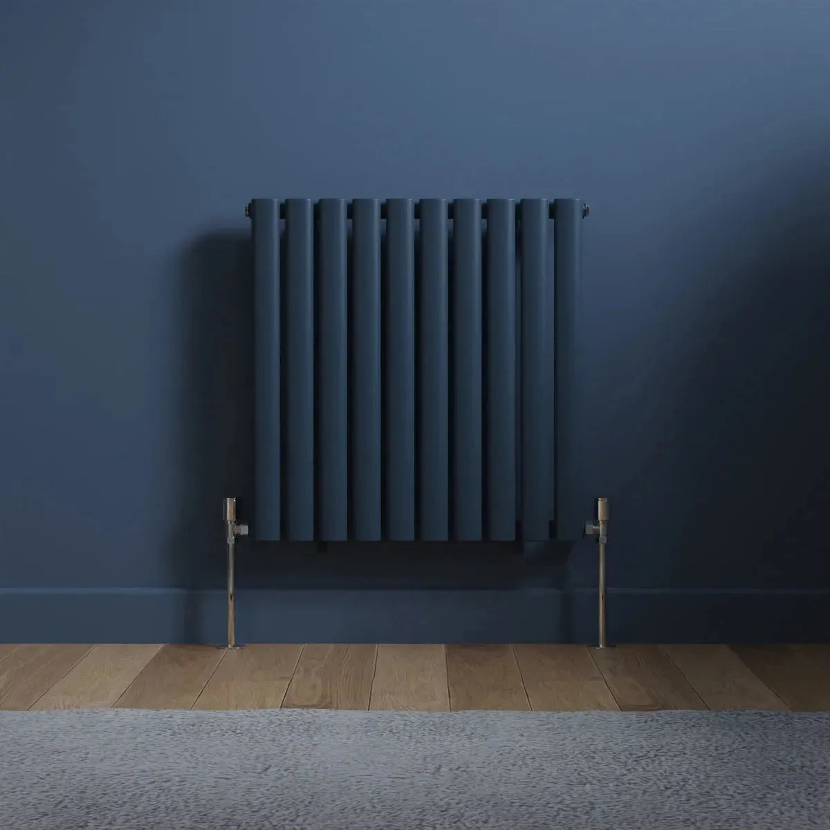 Cuneo - Modern horizontal oval tube radiator sapphire blue