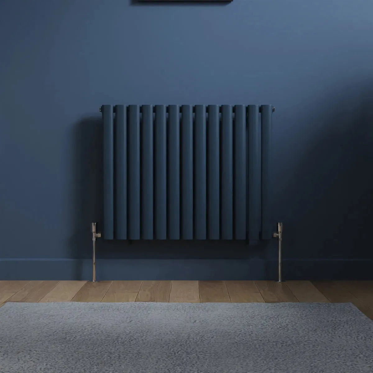 Cuneo - Modern horizontal oval tube radiator sapphire blue