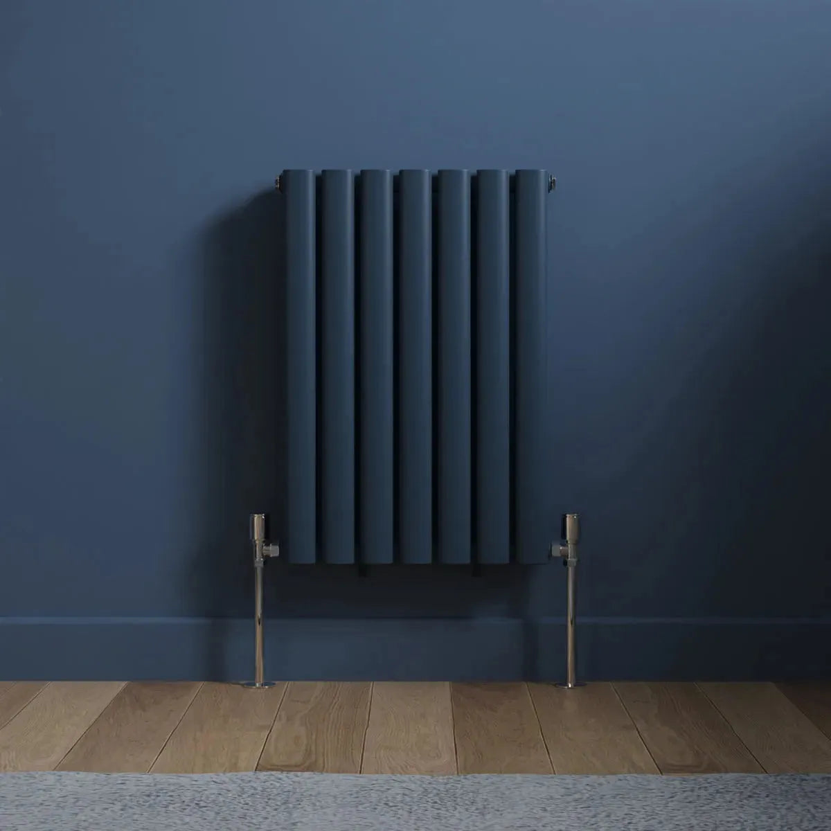 Cuneo - Modern horizontal oval tube radiator sapphire blue