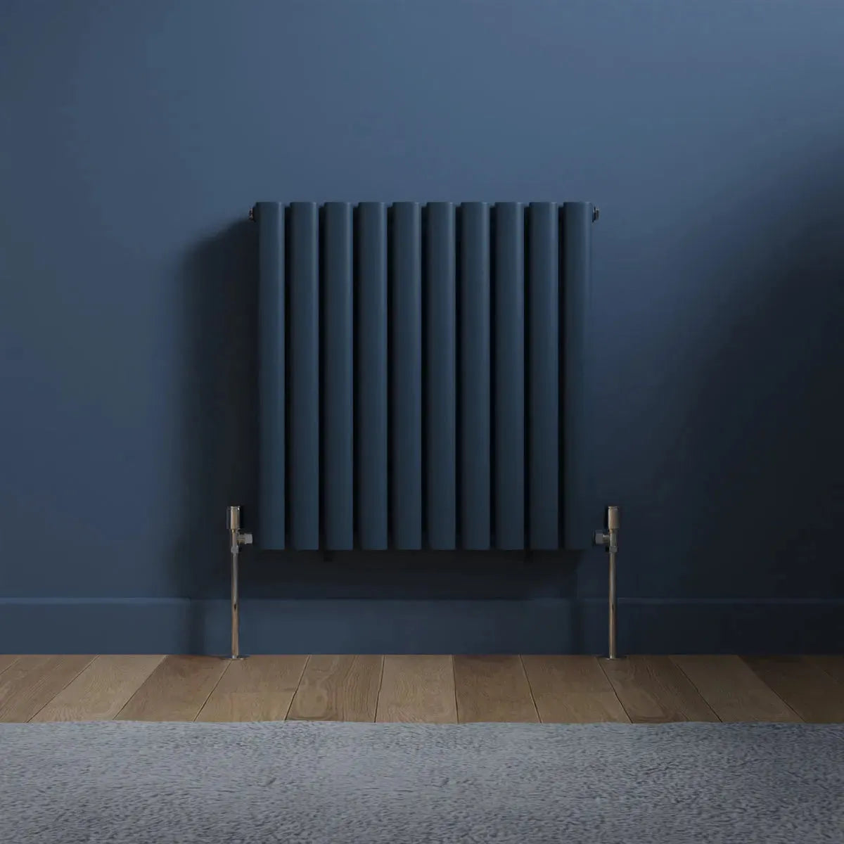 Cuneo - Modern horizontal oval tube radiator sapphire blue