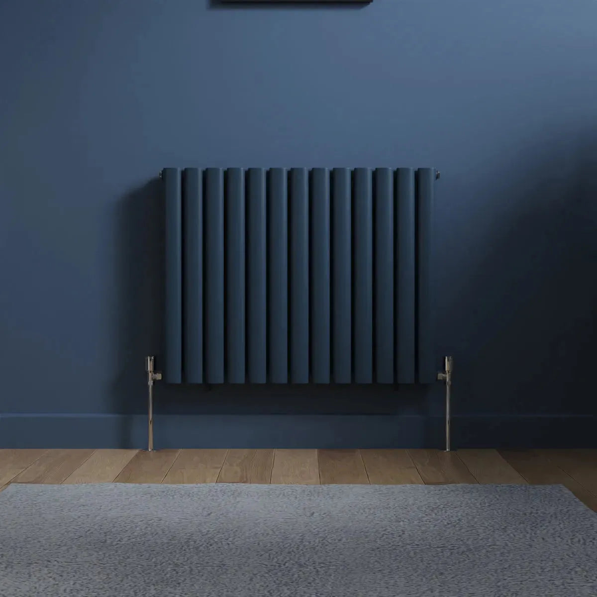 Cuneo - Modern horizontal oval tube radiator sapphire blue