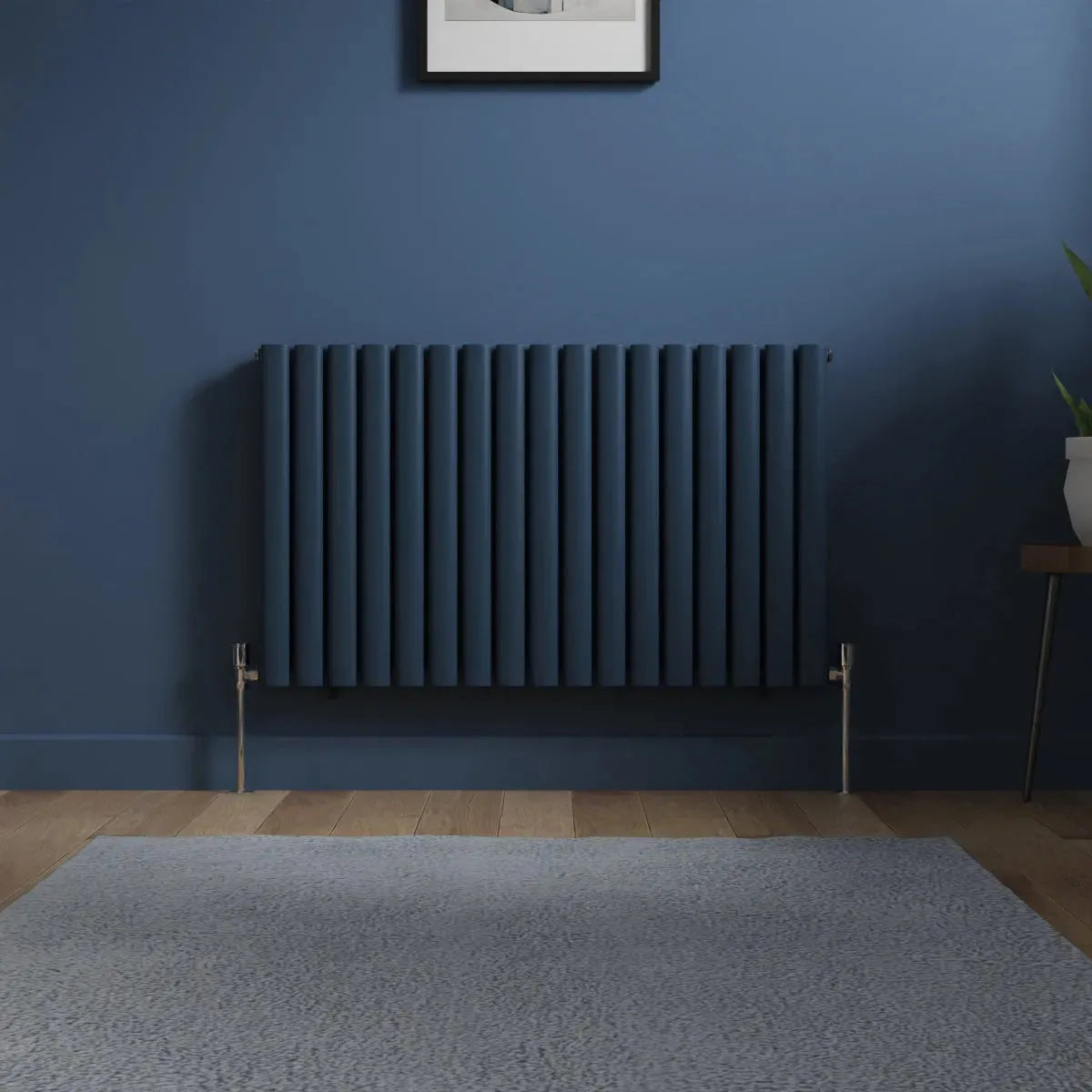 Cuneo - Modern horizontal oval tube radiator sapphire blue