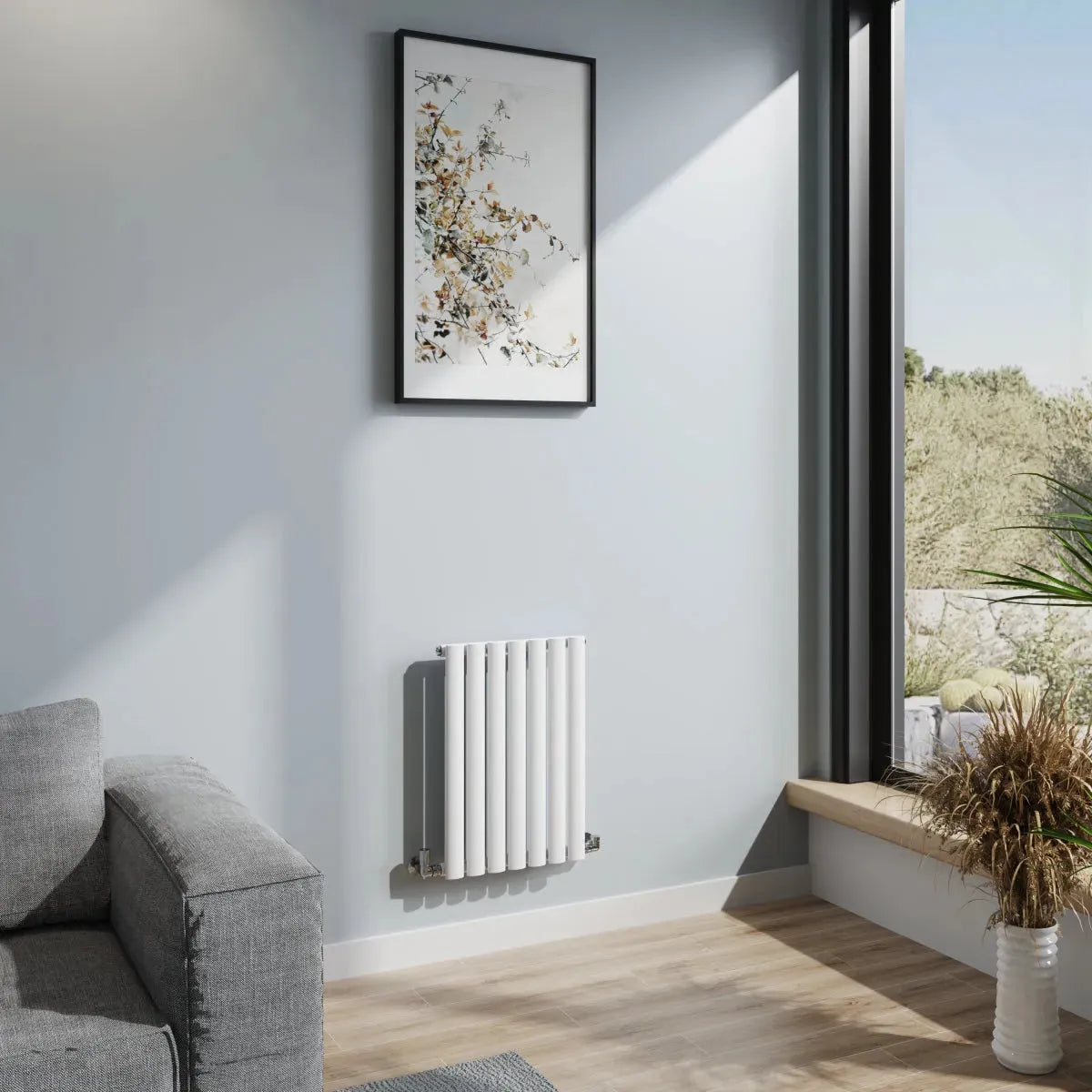 Cuneo - Modern horizontal oval tube radiator white