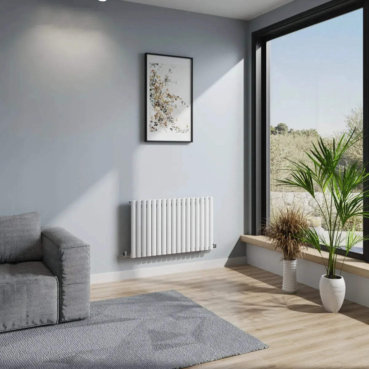 Cuneo - Modern horizontal oval tube radiator white