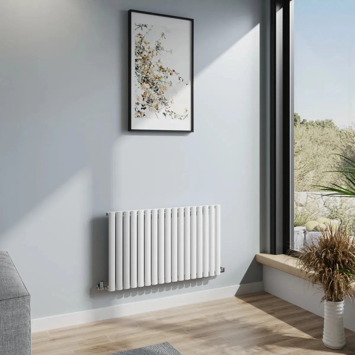 Cuneo - Modern horizontal oval tube radiator white