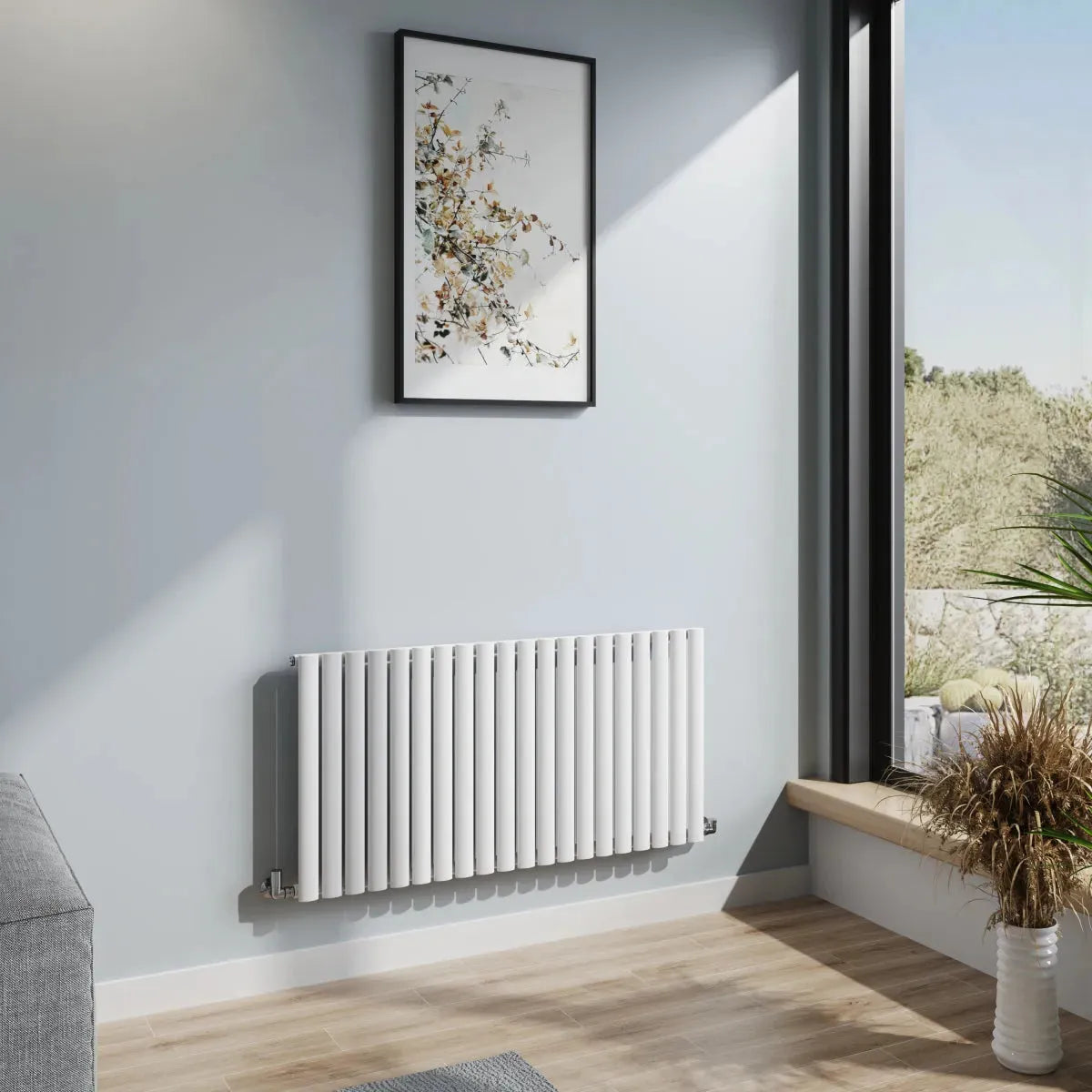 Cuneo - Modern horizontal oval tube radiator white