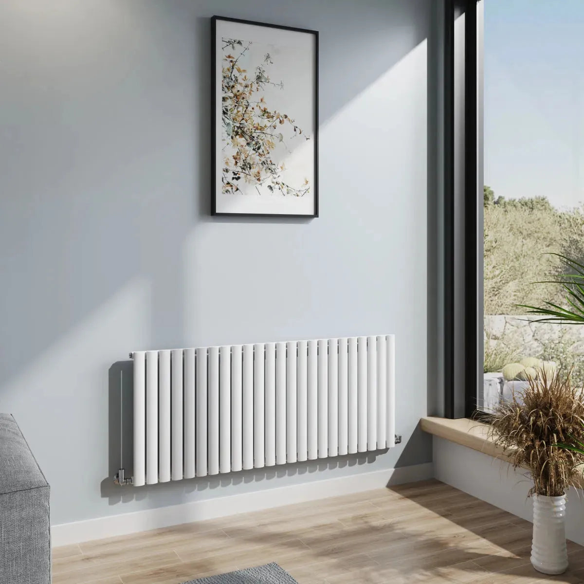 Cuneo - Modern horizontal oval tube radiator white