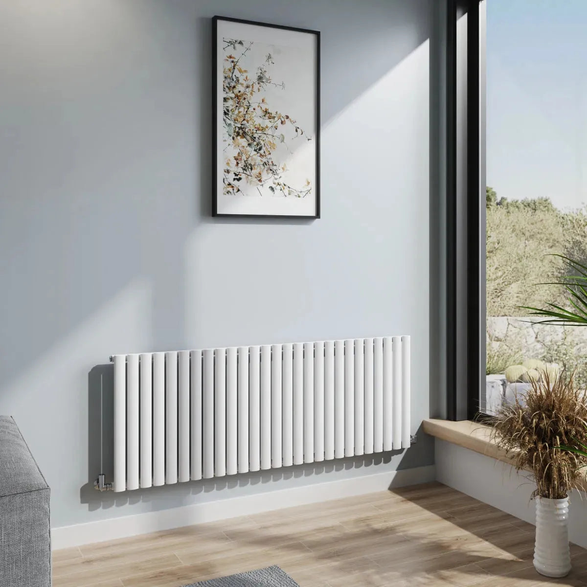 Cuneo - Modern horizontal oval tube radiator white