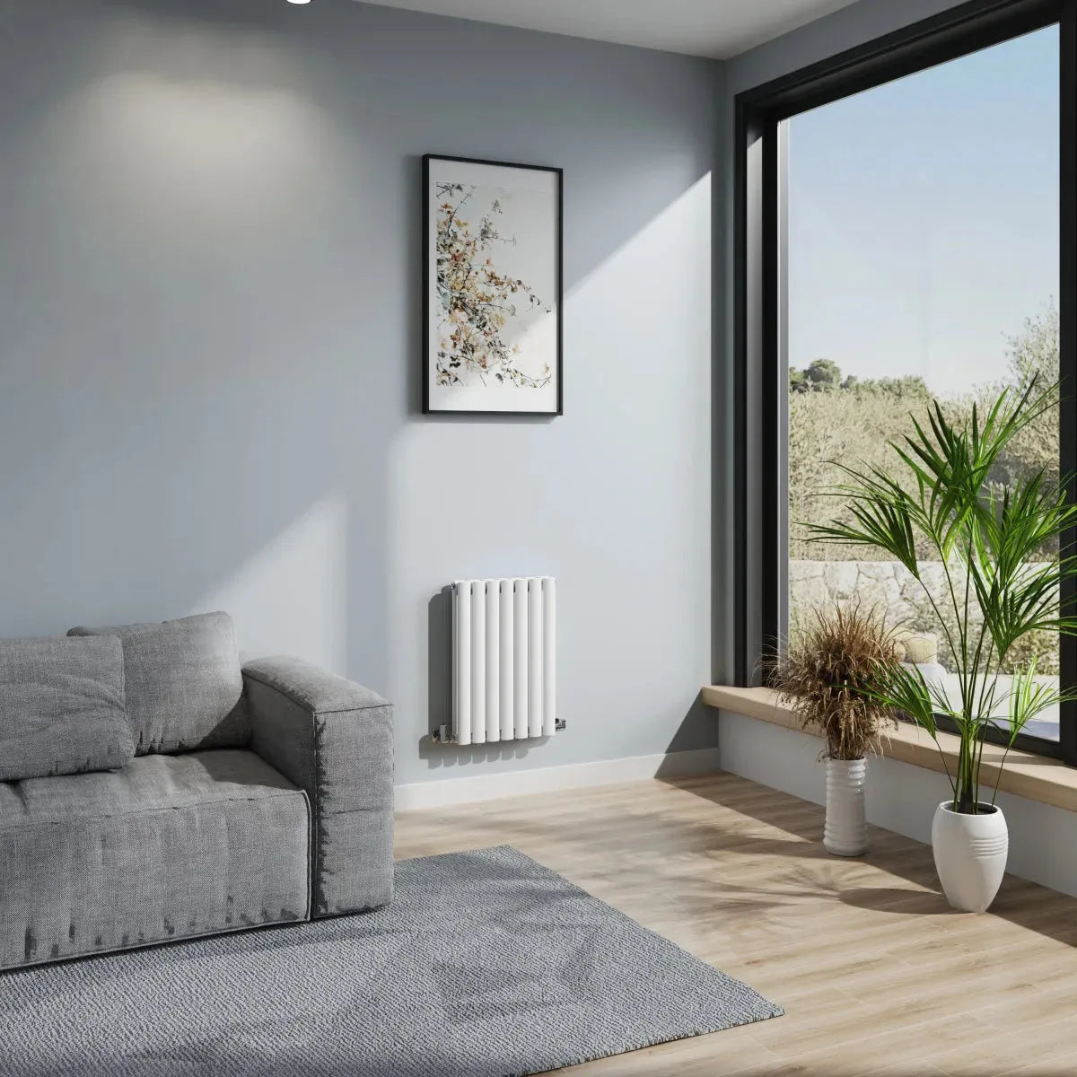 Cuneo - Modern horizontal oval tube radiator white