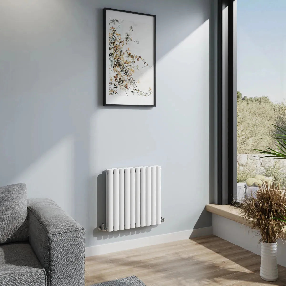 Cuneo - Modern horizontal oval tube radiator white