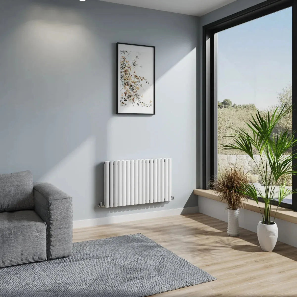 Cuneo - Modern horizontal oval tube radiator white