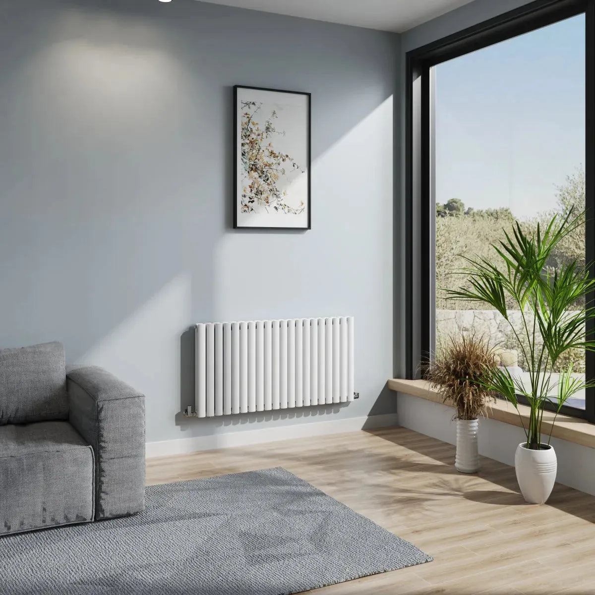 Cuneo - Modern horizontal oval tube radiator white