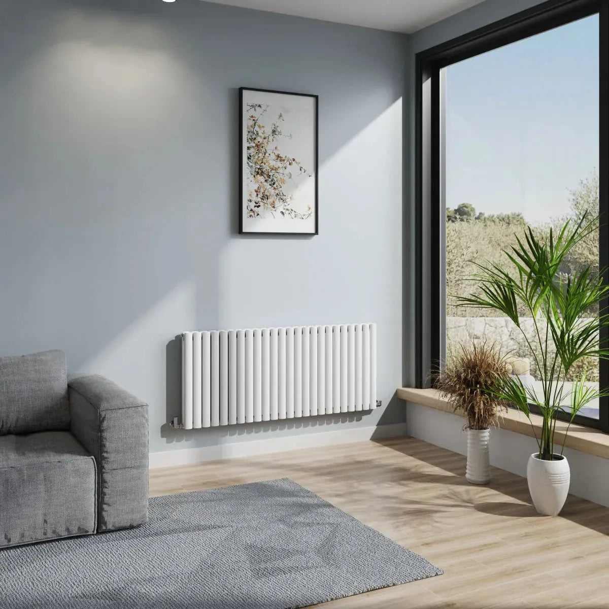 Cuneo - Modern horizontal oval tube radiator white