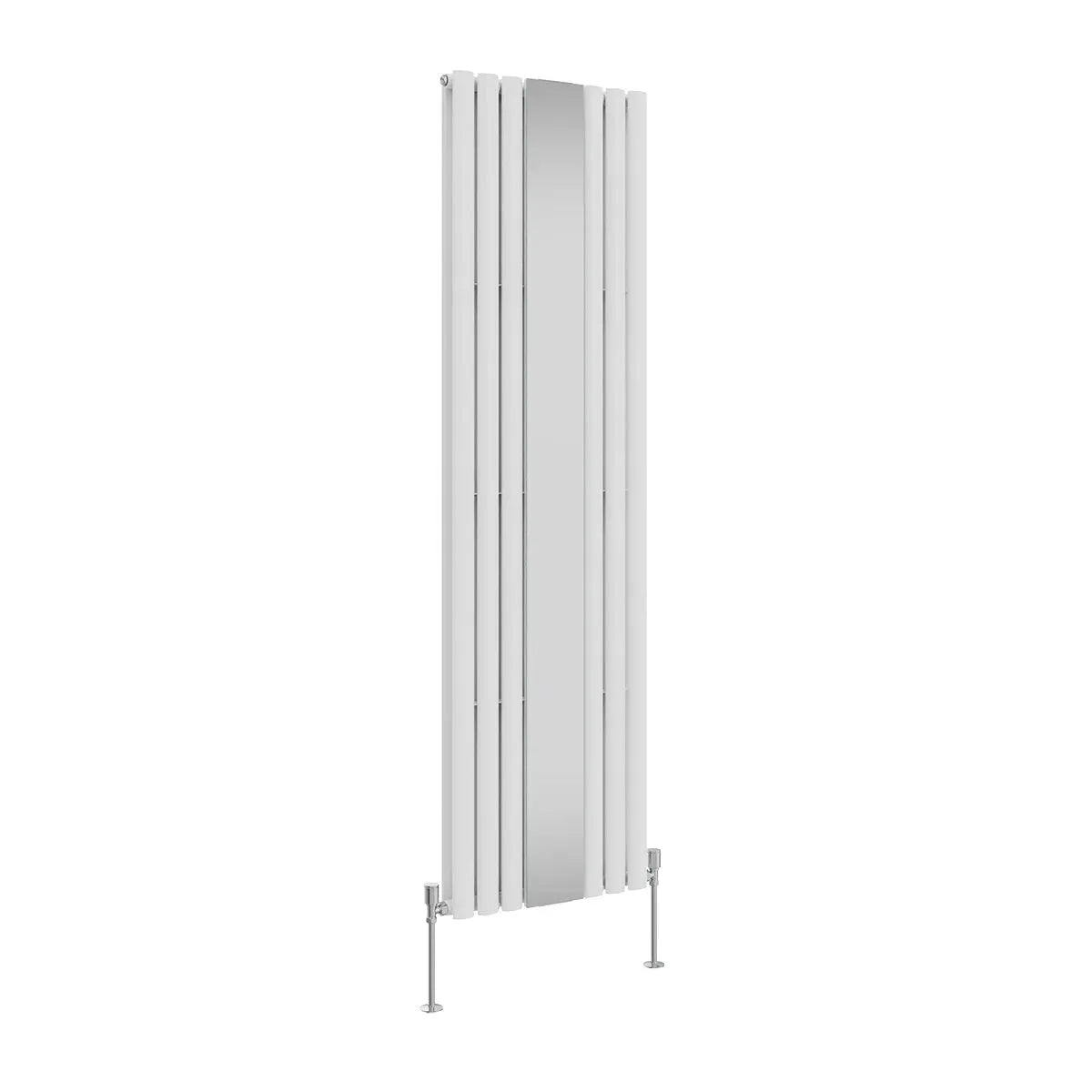 Cuneo - Modern vertical oval tube mirror radiator white