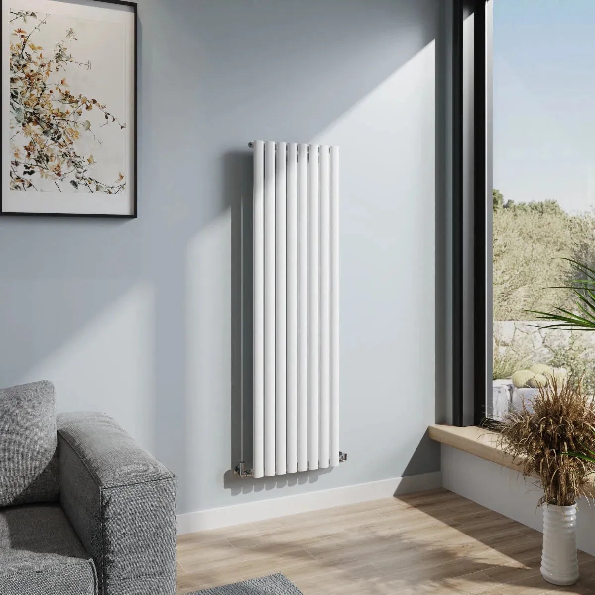 Cuneo - Modern vertical oval tube radiator white