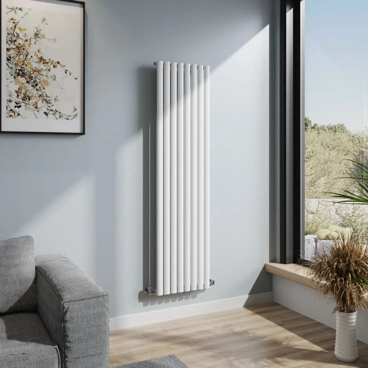 Cuneo - Modern vertical oval tube radiator white