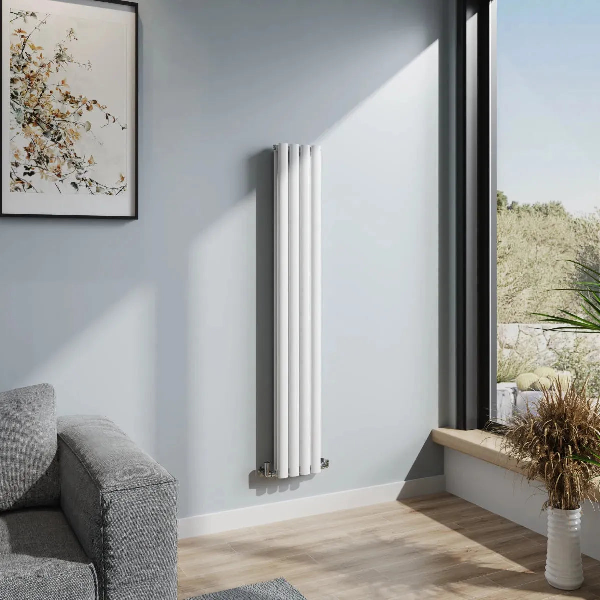 Cuneo - Modern vertical oval tube radiator white