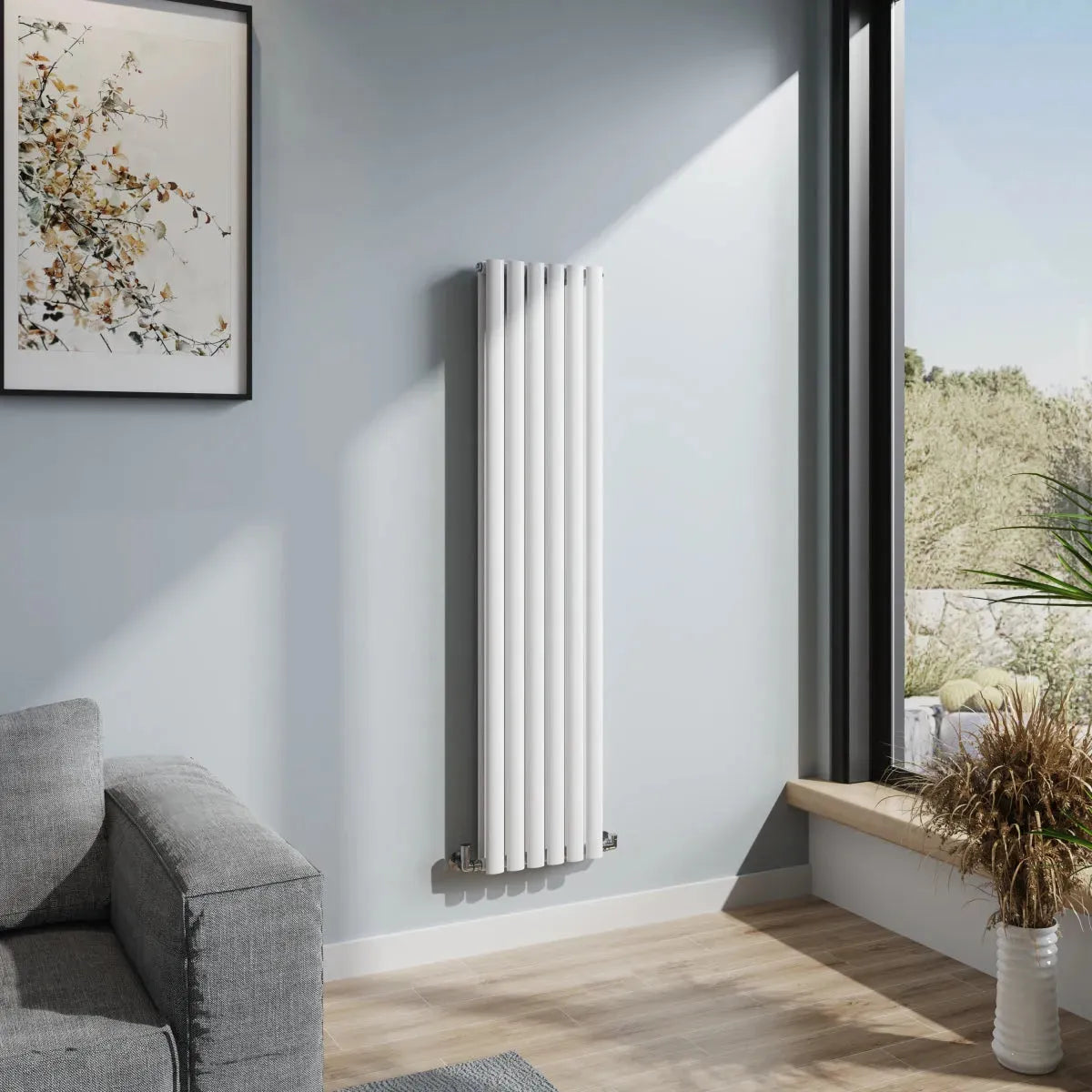 Cuneo - Modern vertical oval tube radiator white